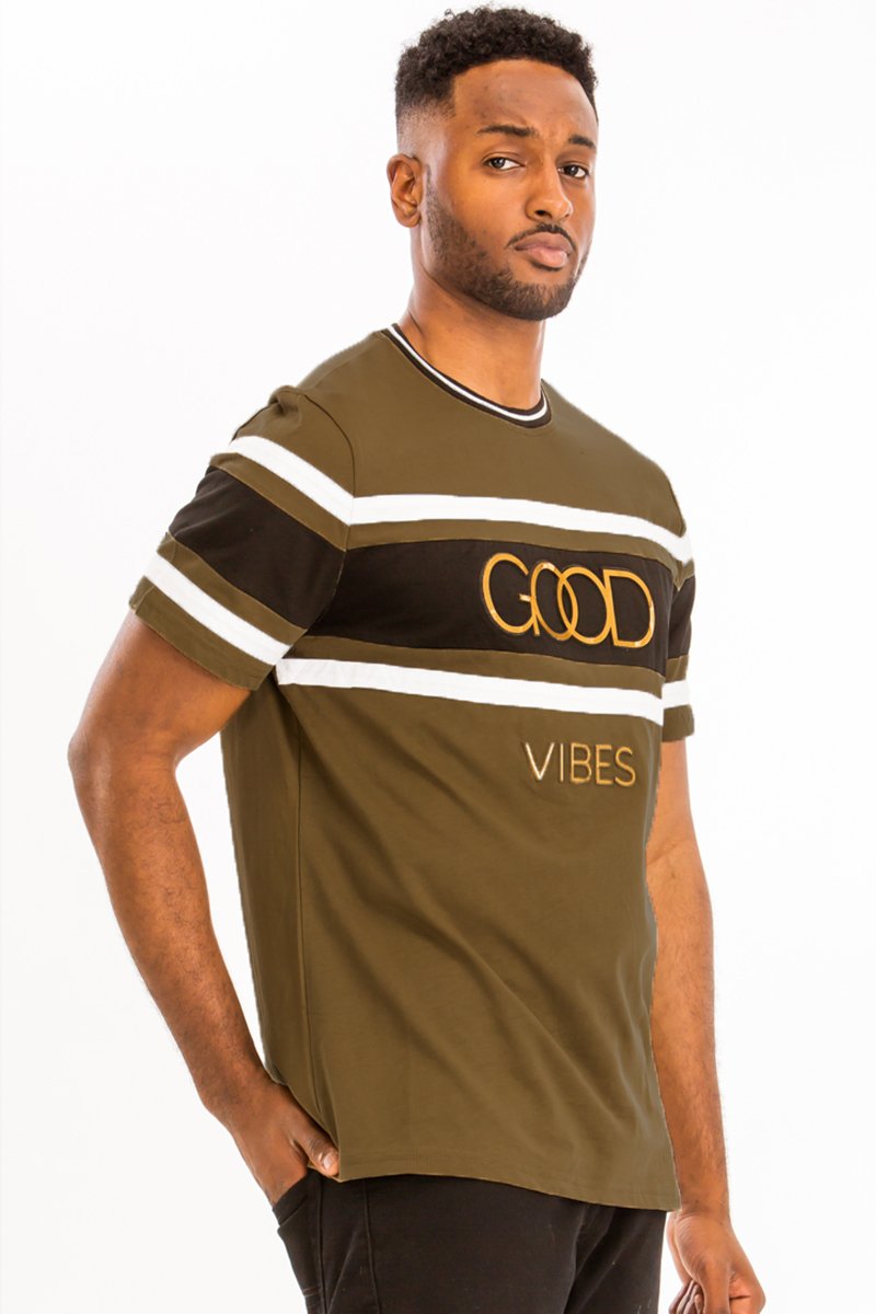 Men's Green GOOD VIBES Tee Shirt XL 2XL
