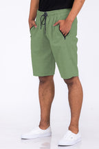 Heathered Cotton Blend Shorts with Drawstring Waist