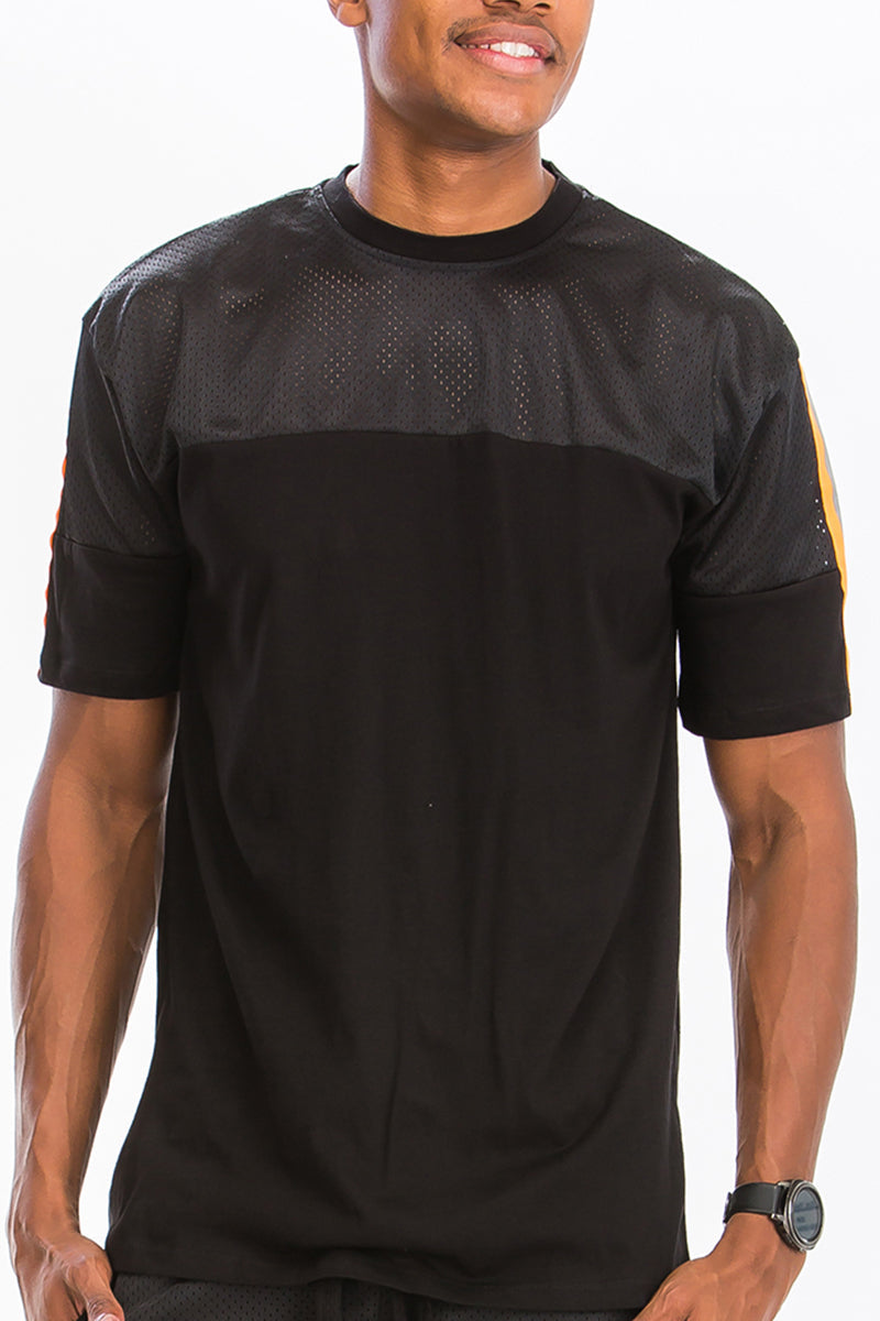 Quarter Mesh Cotton Tee with Reflective Detail