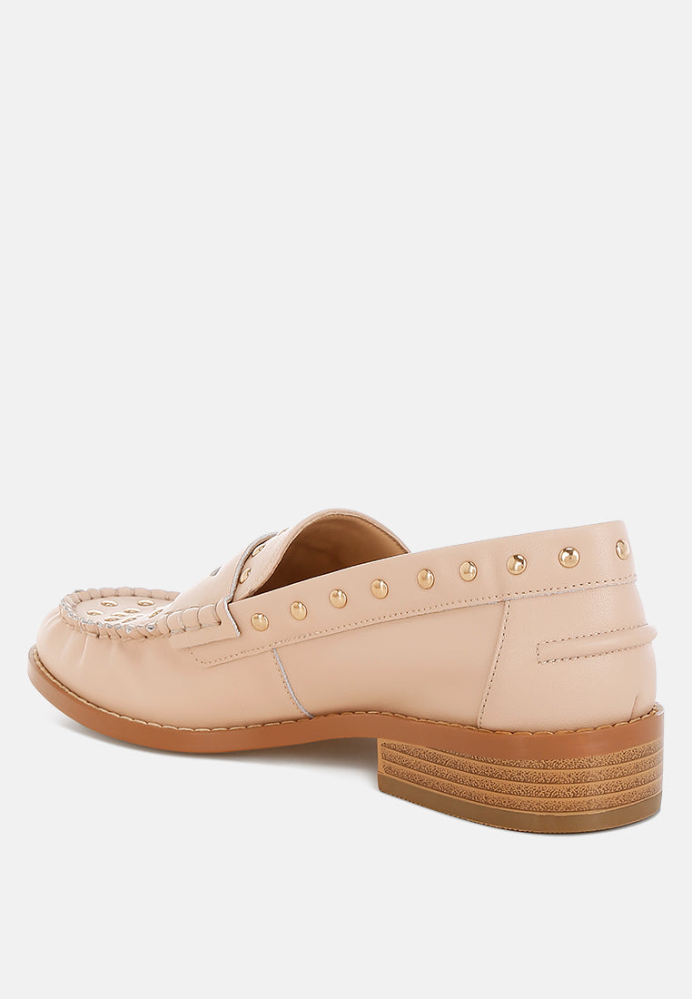 Oglavia Studs Embellished Leather Loafers