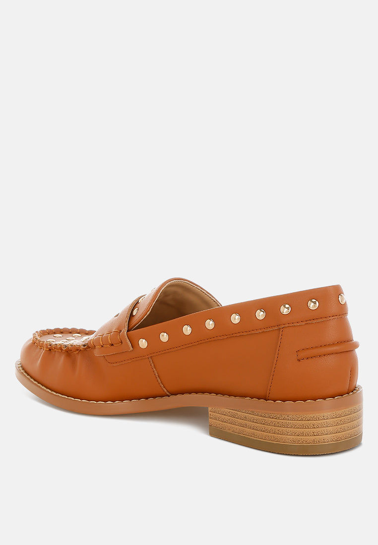 Oglavia Studs Embellished Leather Loafers