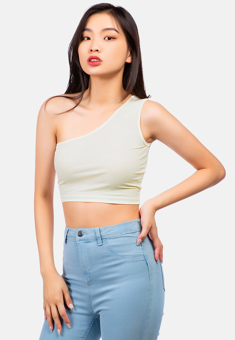 One Shoulder Knitted Crop Top