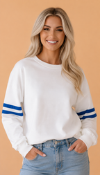 Varsity Stripe Drop Shoulder Oversized Sweatshirt