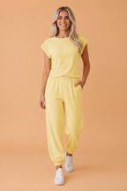 Solid Cropped Tank Top & Jogger Pants Set