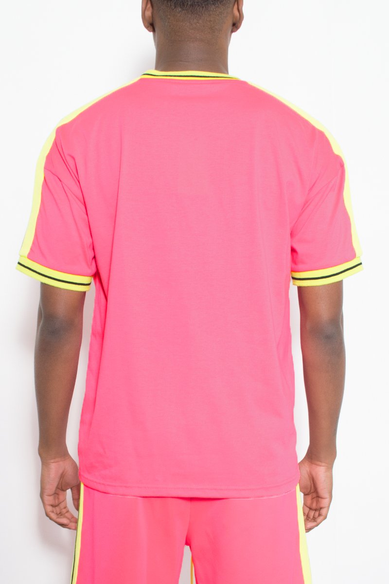 Pink Lime Tape Striped T-Shirt