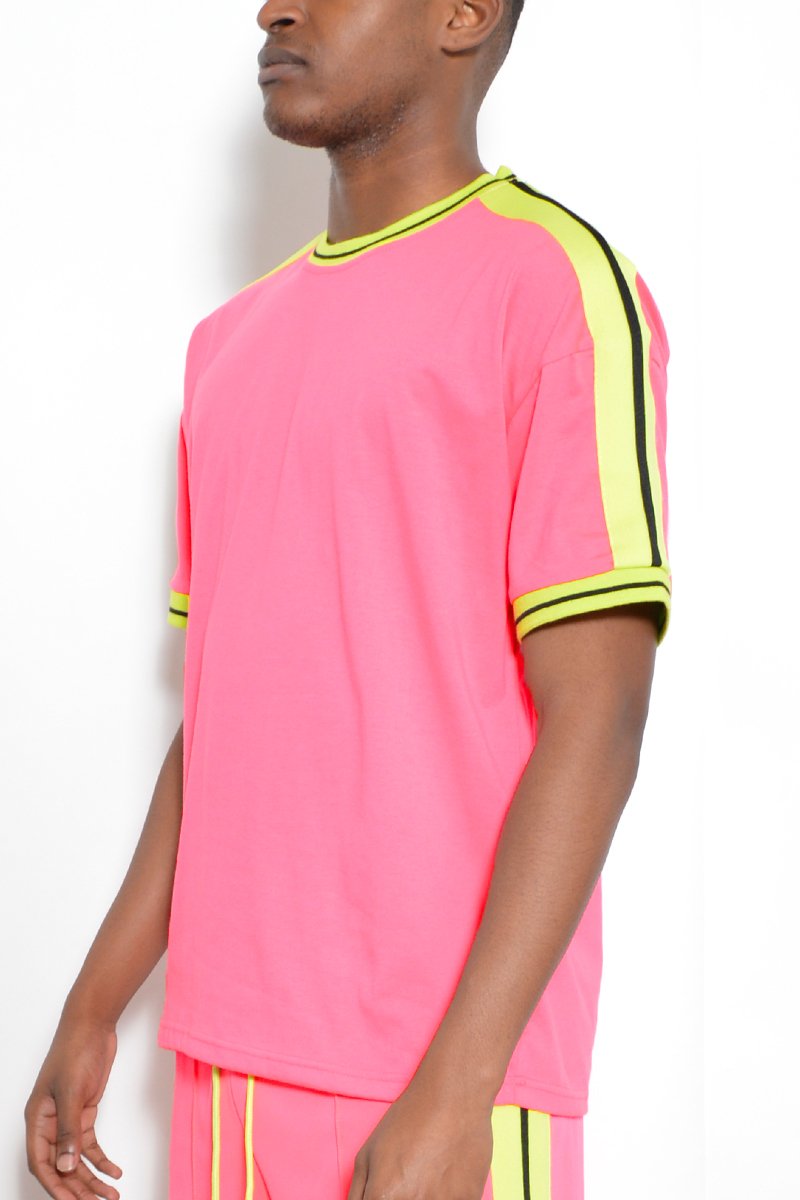 Pink Lime Tape Striped T-Shirt