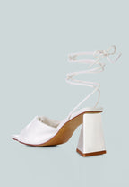 Primavera Ruched Triangular Heel Lace Up Sandal