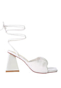 Primavera Ruched Triangular Heel Lace Up Sandal