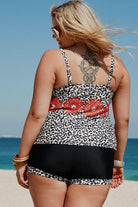 Women's Swimwear - Plus Sizes Plus Size Leopard Tankini Set Pockets 5X
