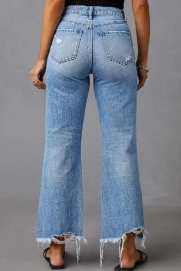 Women's Vacation High-Rise Distressed Wide-Leg Jeans