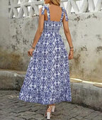 Miss Sparkling Mediterranean Print Maxi Dress