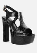 Croft Croc High Heeled Cut Out Sandals