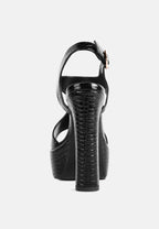 Croft Croc High Heeled Cut Out Sandals