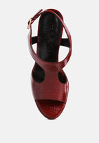 Croft Croc High Heeled Cut Out Sandals