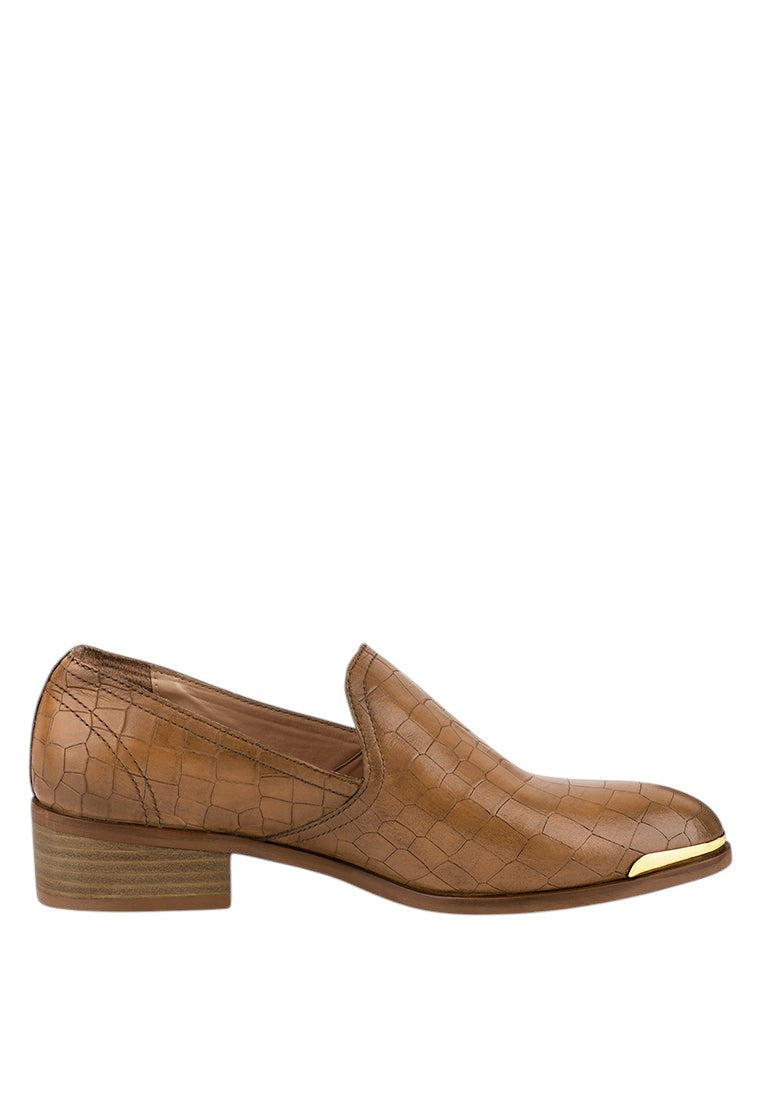 Lilliam Metal Highlight Casual Leather Loafers