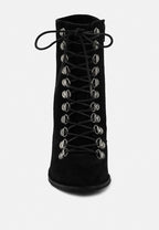 Goose-Feather Antique High Heeled Ankle Boot