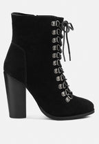 Goose-Feather Antique High Heeled Ankle Boot