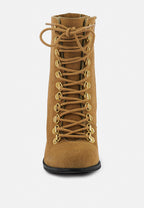 Goose-Feather Antique High Heeled Ankle Boot