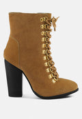 Goose-Feather Antique High Heeled Ankle Boot
