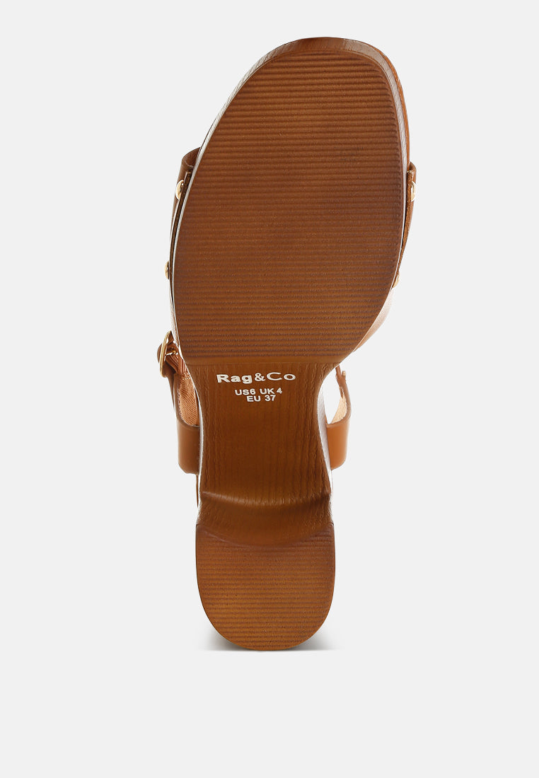 Sawor Recycled Leather High Block Sandals