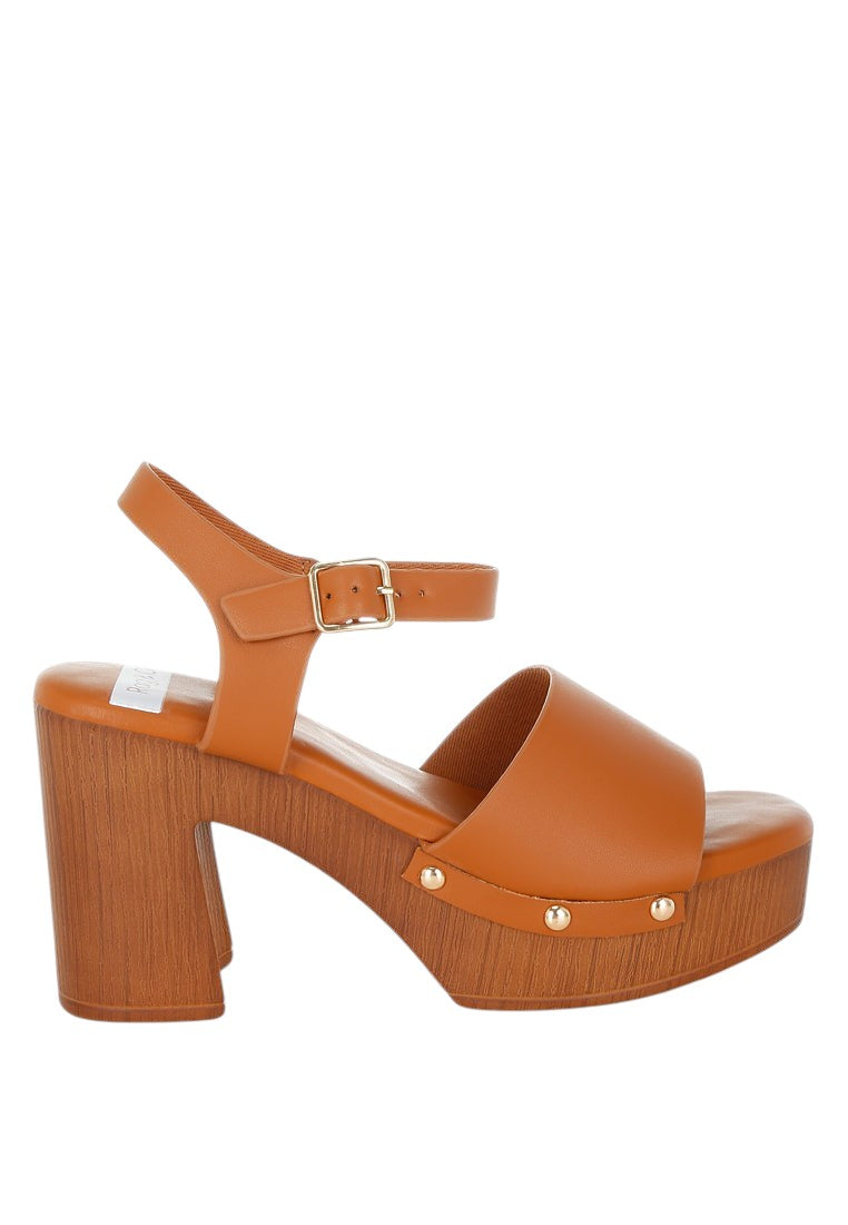 Sawor Recycled Leather High Block Sandals