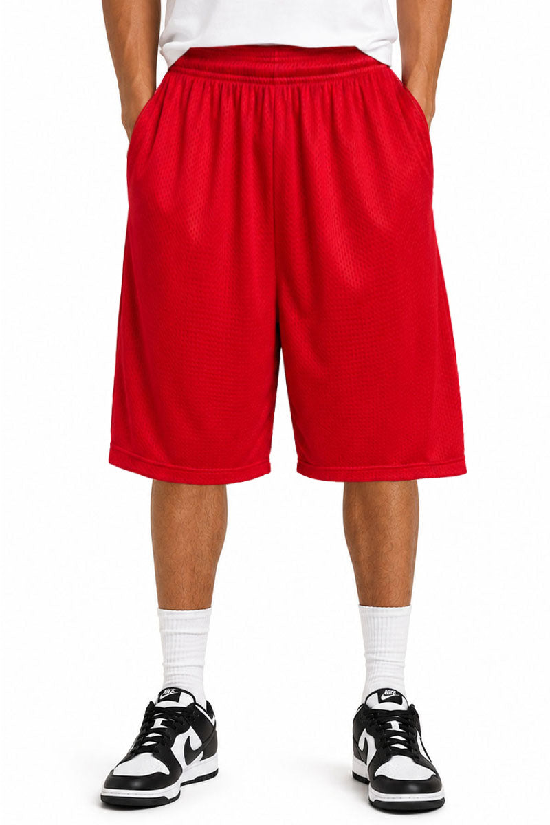 Solid Mesh Shorts – Loose Fit with Elastic Waist