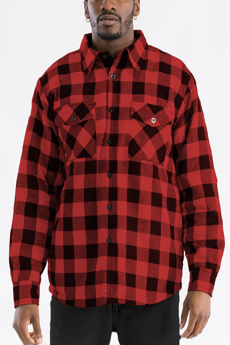 Quilted Flannel Shirt Jacket with Chest Pockets