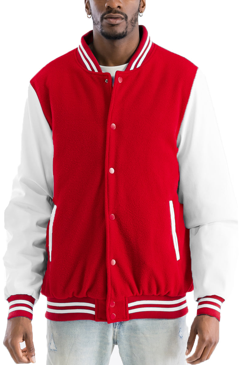 Melton Varsity Letterman Jacket with PU Sleeves
