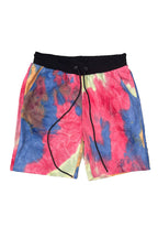 Black Band Tie Dye Shorts with Drawstring