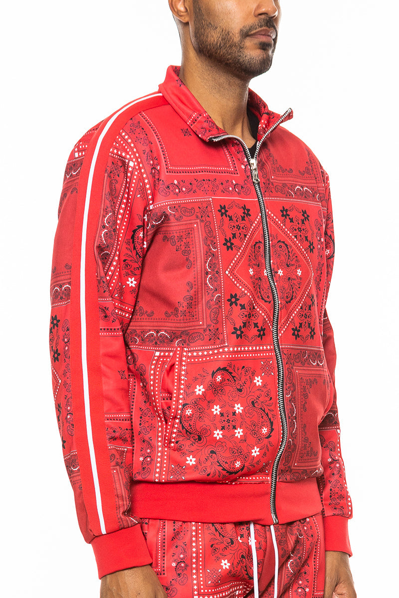 Paisley All Over Print Full-Zip Track Jacket