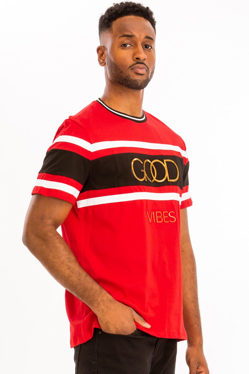Men's Red GOOD VIBES Tee Shirt