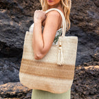 Valeria Two-Tone Straw Tote