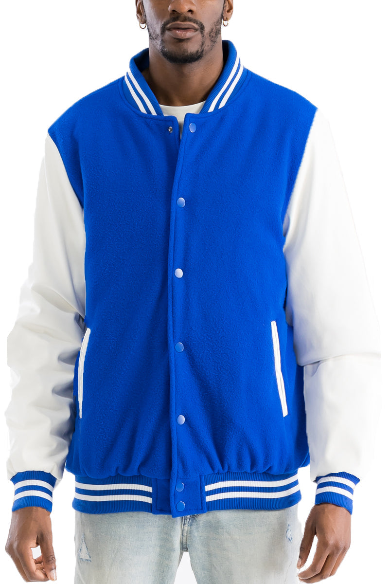 Melton Varsity Letterman Jacket with PU Sleeves