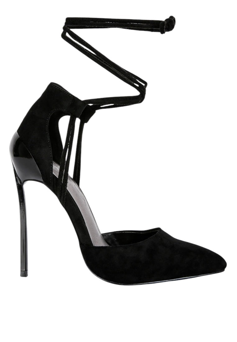 Rule Breaker Lace Up Stiletto Heel Suede Sandals