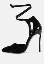 Rule Breaker Lace Up Stiletto Heel Suede Sandals