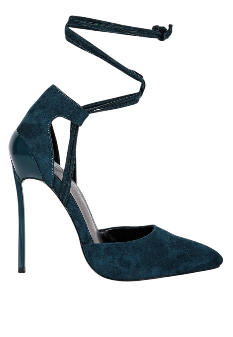 Rule Breaker Lace Up Stiletto Heel Suede Sandals
