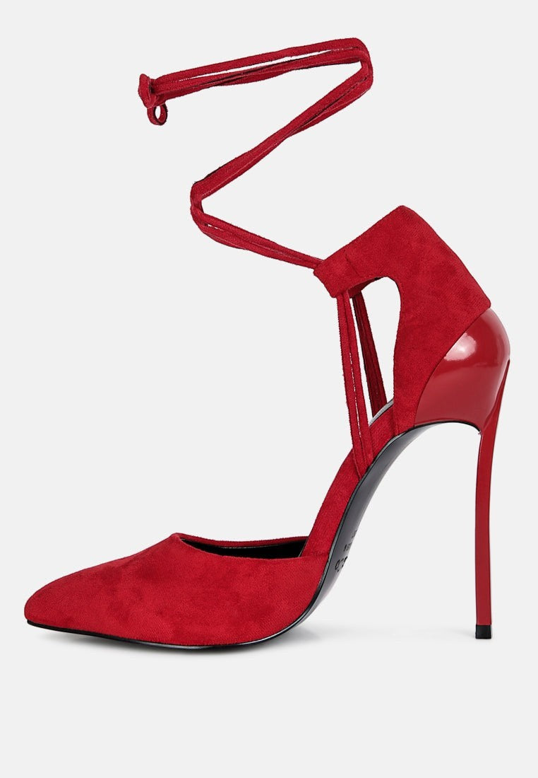 Rule Breaker Lace Up Stiletto Heel Suede Sandals