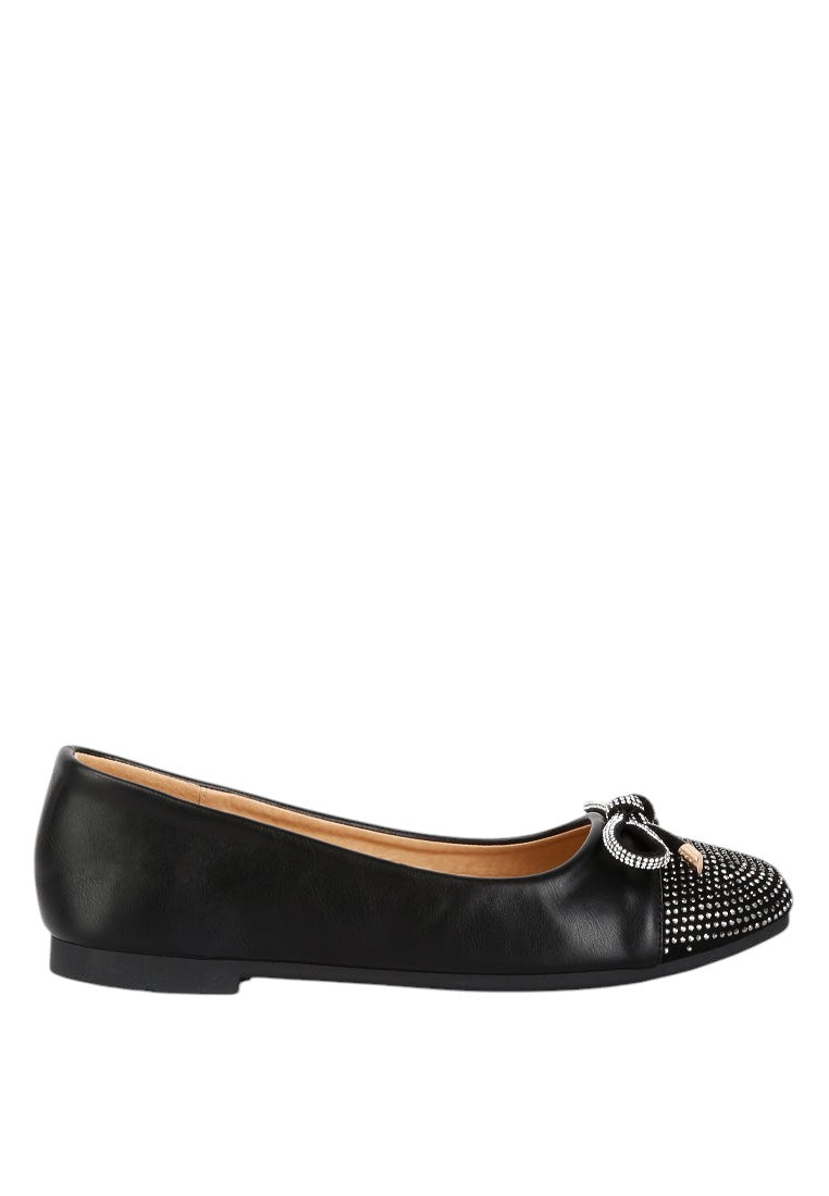 Aine Rhinestones Embellished Toe Cap Ballerinas