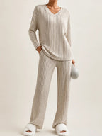 Ribbed Knit Lounge Set – LÁVINE™ Cozy Two-Piece Outfit for Women
