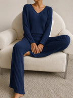 Ribbed Knit Lounge Set – LÁVINE™ Cozy Two-Piece Outfit for Women
