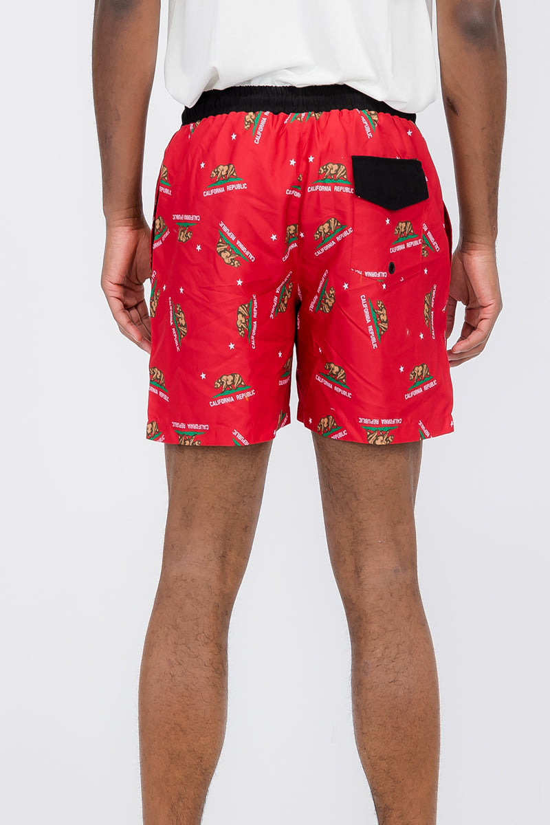 Cali Rep Print Swim Shorts – Men's Fashion Board Shorts