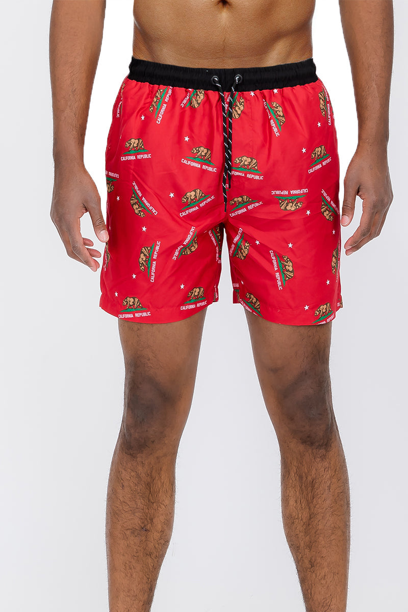 Cali Rep Print Swim Shorts – Men's Fashion Board Shorts