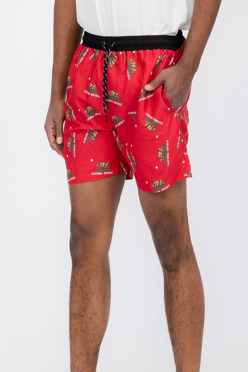 Cali Rep Print Swim Shorts – Men's Fashion Board Shorts