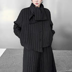 Women's Asymmetric Padded Coat & Skirt Set with Scarf