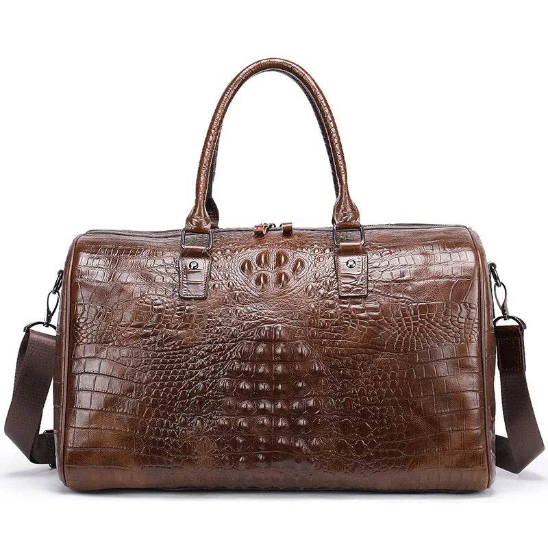 Men's Fashion Leather Travel Bag – Real Leather Overnight Duffel - VacationGrabs