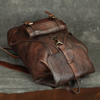 USB Charging Leather Backpack for Men 15.6" Laptop