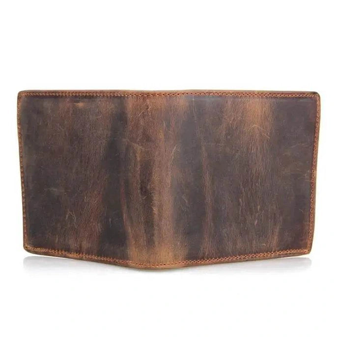 Retro Short Wallet for Men, Genuine Leather Coins & Cards Pocket - VacationGrabs