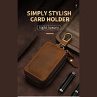 Crazy Horse Leather Double Zipper Key Chain Bag for Car/Home Keys - VacationGrabs