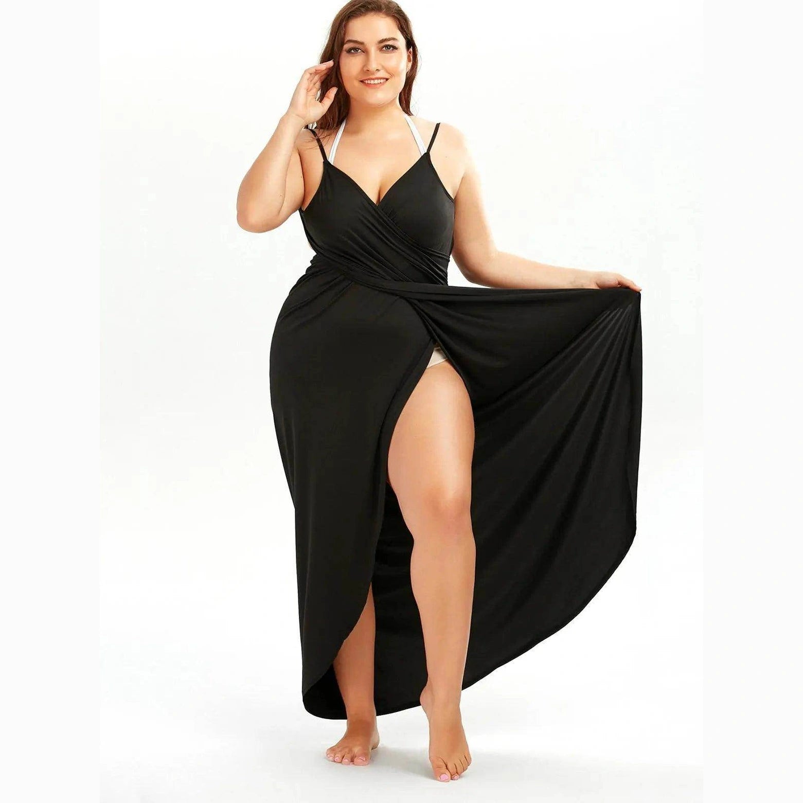 Plus Swimwear Cover-Up Summer Beach Pool Dress - VacationGrabs