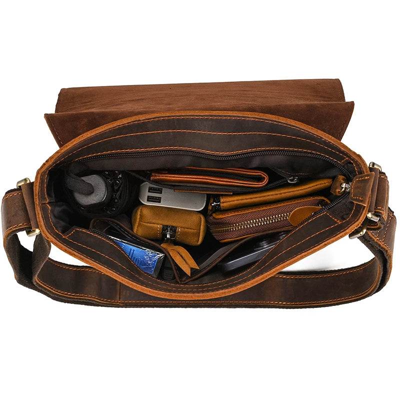 Genuine Leather Men's Shoulder Bag Crossbody Messenger for iPad - VacationGrabs